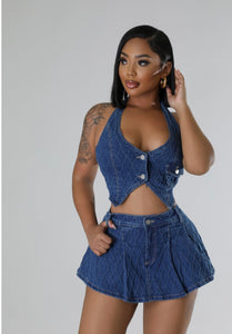 Denim skirt set