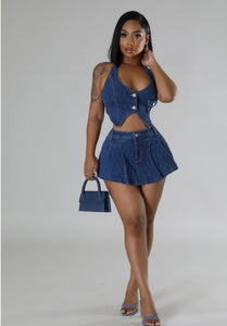 Denim skirt set