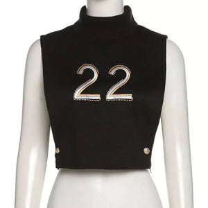 Running numbers# turtleneck crop shirt